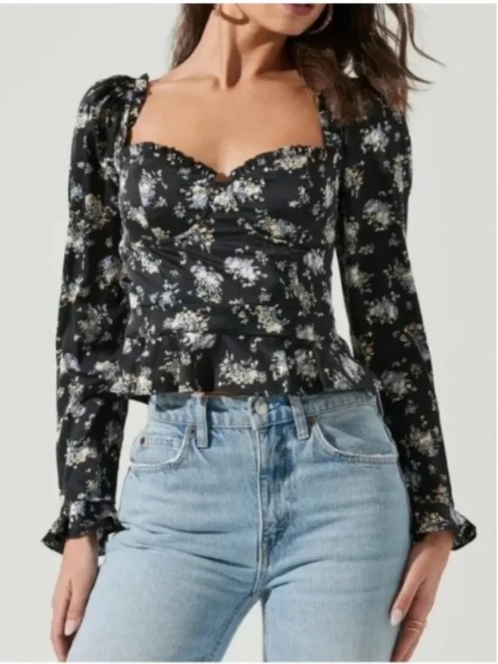 ASTR the Label Floral Satin Top